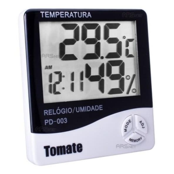 Termo Higrômetro Digital Medidor De Temperatura Umidade Ar Relógio