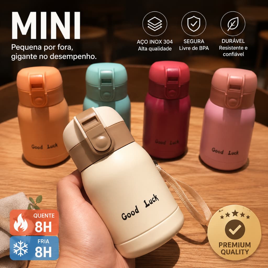 Mini Copo De Isolamento Garrafa Térmica De Aço INOX Inoxidável Tampa pop-up compacto portátil à prova de vazame 360ML