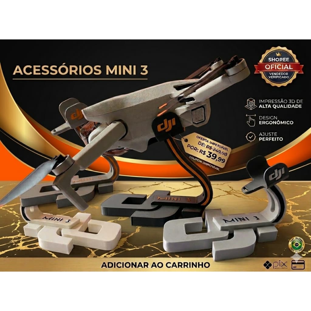 Suporte De Mesa Expositor Para Drone DJI Mini 3 Premium