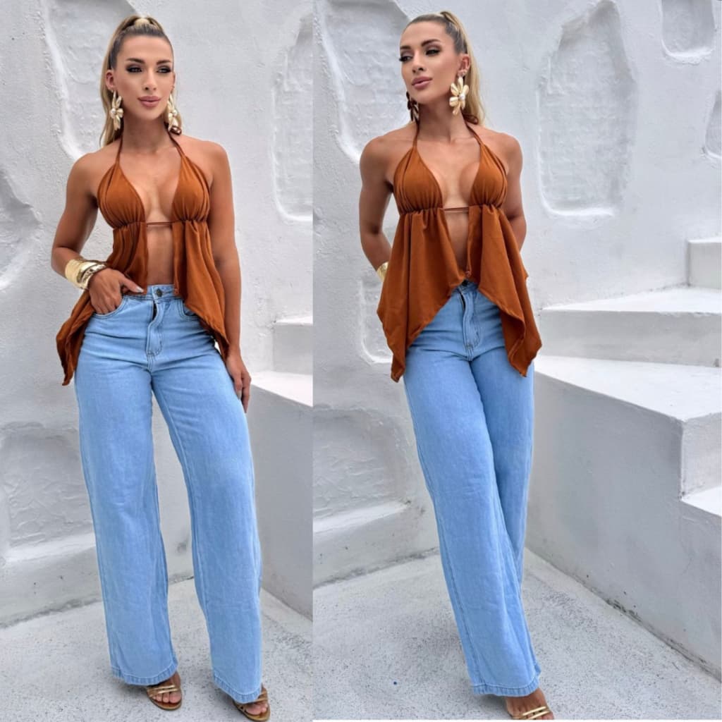 🔥 Calça Jeans Wide Leg Feminina Cintura Alta Premium Modelagem Perfeita Tendência Fashion