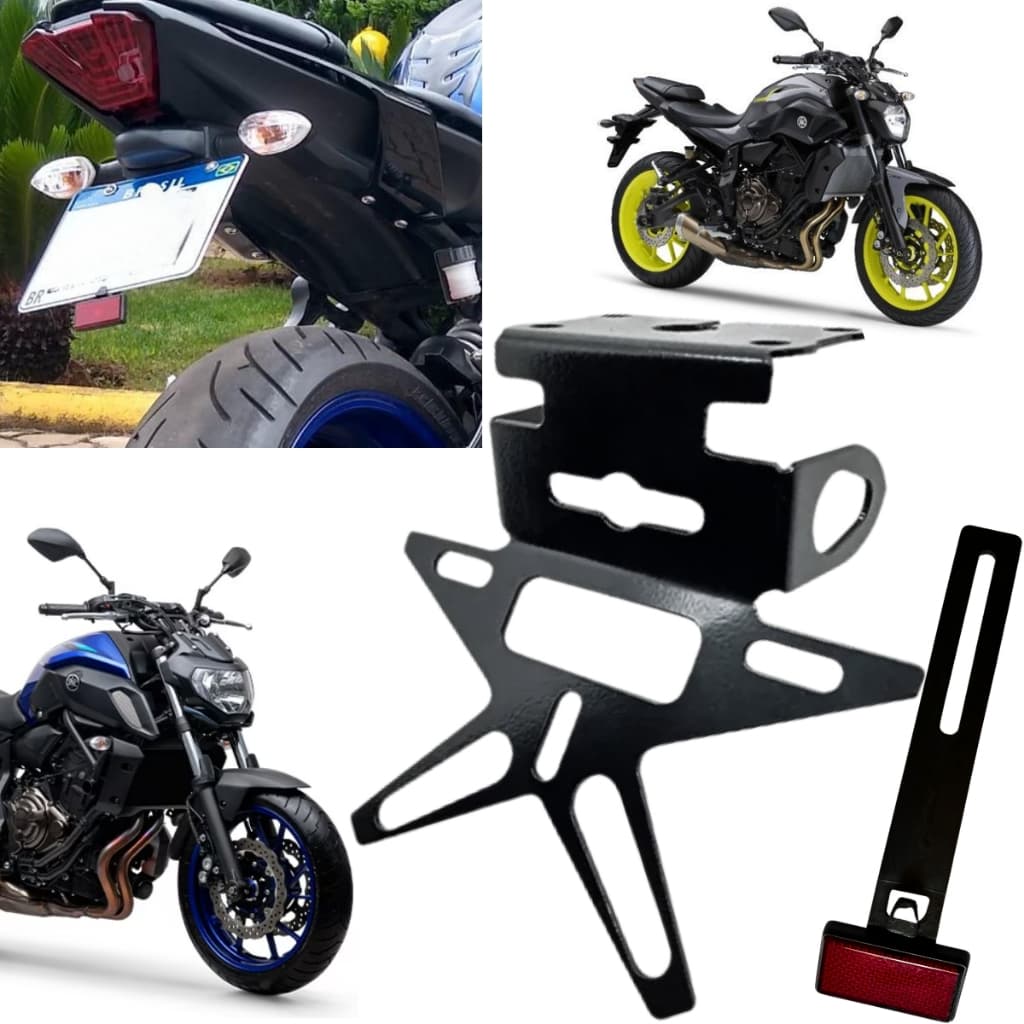 Eliminador De Rabeta MT 07 Suporte De Placa Esportivo Fixo Yamaha MT07 2016 Em Diante