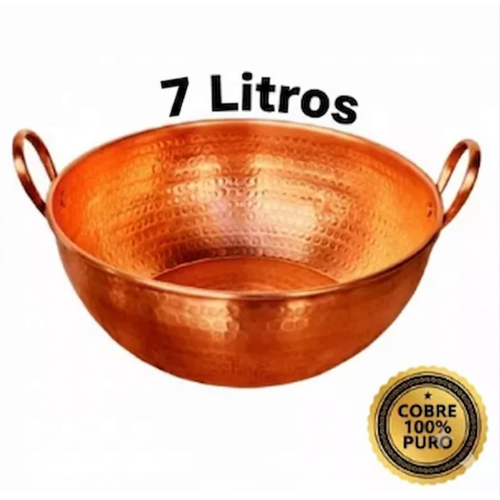 Tacho De Cobre Puro 7 Litros Com Alça De Cobre