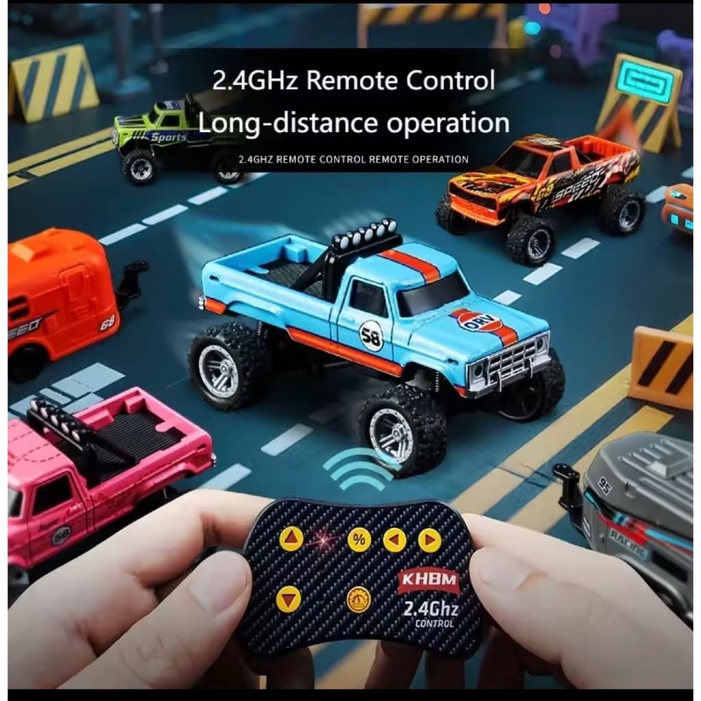 Mini Caminhonete Controle Remoto KHBM – Carcaça em Liga de Metal e Controle 2.4GHz Cor Azul