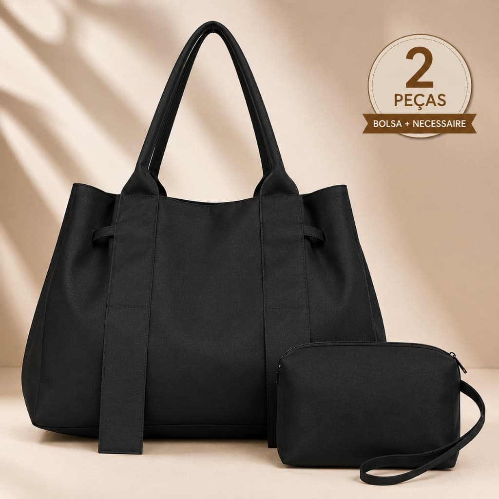 Bolsa Feminina Tote Grande Com Necessaire Bolsa Ombro Trabalho Faculdade Viagem Elegante