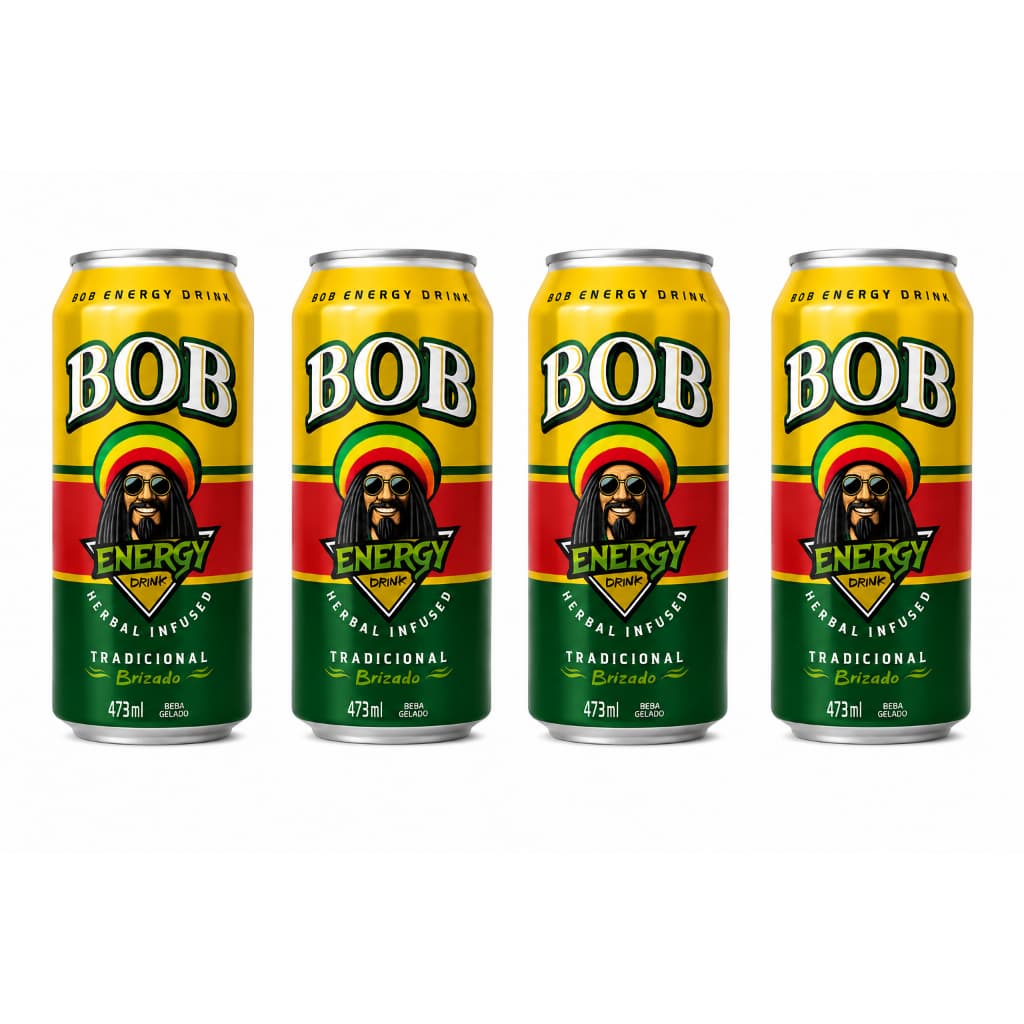 Kit 4 Energéticos Bob Energy Drink Tradicional Infusão de Ervas Brizado 473ml