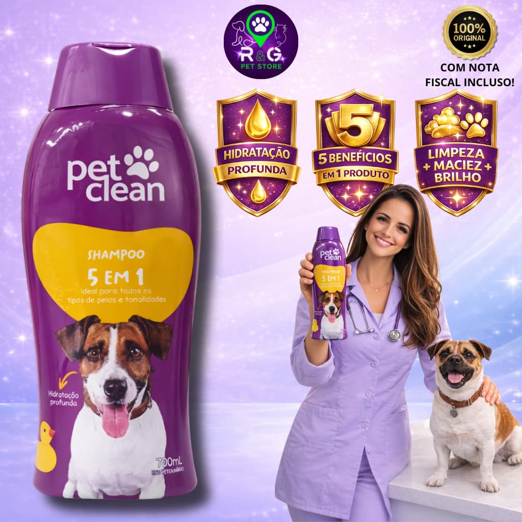 Shampoo e Condicionador Para Banho Cachorro Pet Clean 700ml 2 em 1- ENVIO IMEDIATO