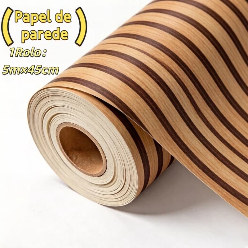 Papel de Parede Madeira 3D Autocolante 5m x 45cm Decoração para Quarto e Sala