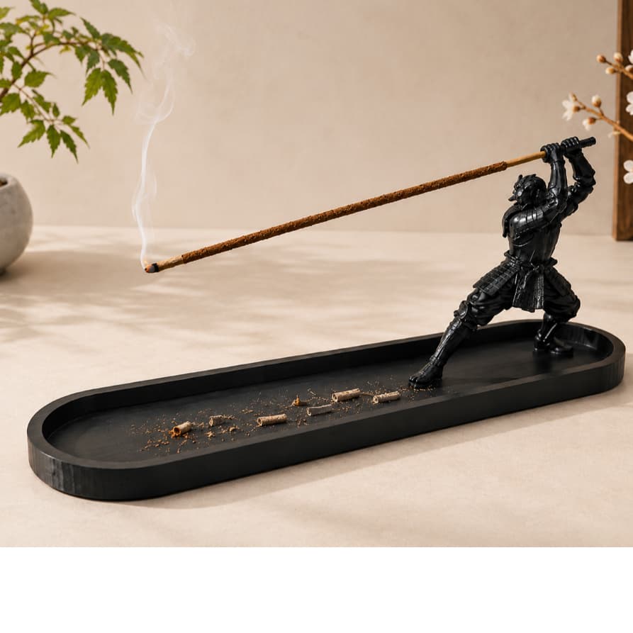 Incensário Samurai Zen Porta Incenso Decorativo Oriental Guerreiro Japonês