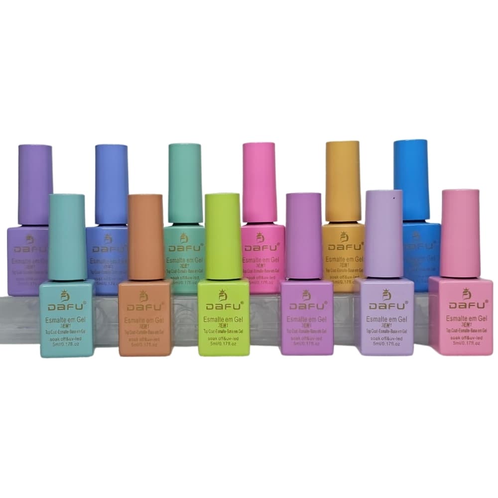 Kit 12 Esmalte Gel Dafu Passo Único Cores Pasteis