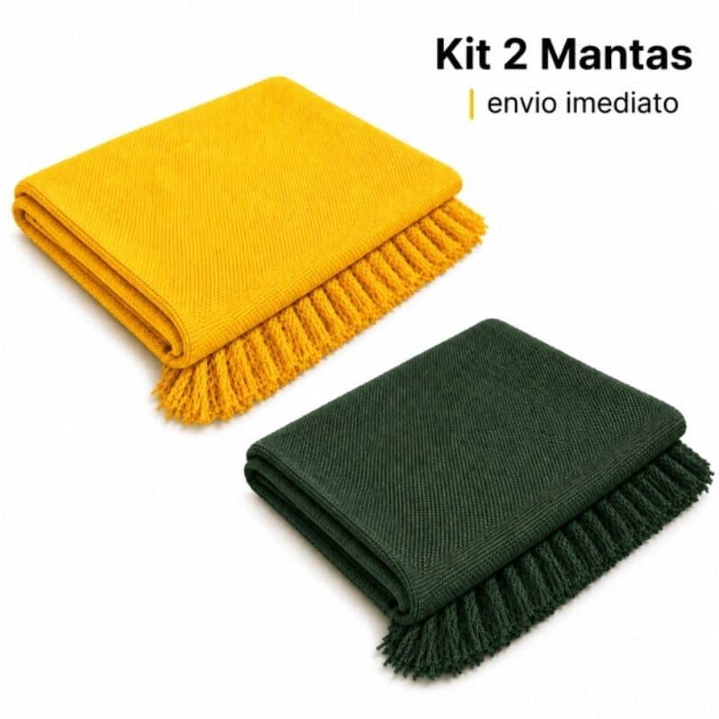Kit 2 Mantas para Sofá Decorativa 2,10 x 1,20m 100% Algodão – Conforto, Elegância e Várias Cores Premium inverno