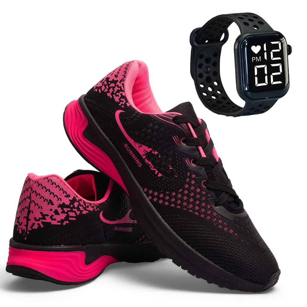 KIT TÊnis Feminino 34 ao 43 Academia treino Casual Confortável Academia Treinos Dia a Dia + RELÓGIO