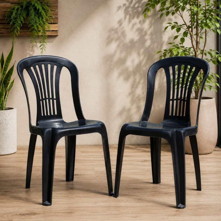 Kit 2 Cadeiras de Plástico Encosto Aberto e Designer Moderno Estrutura Reforçada para Área Externa