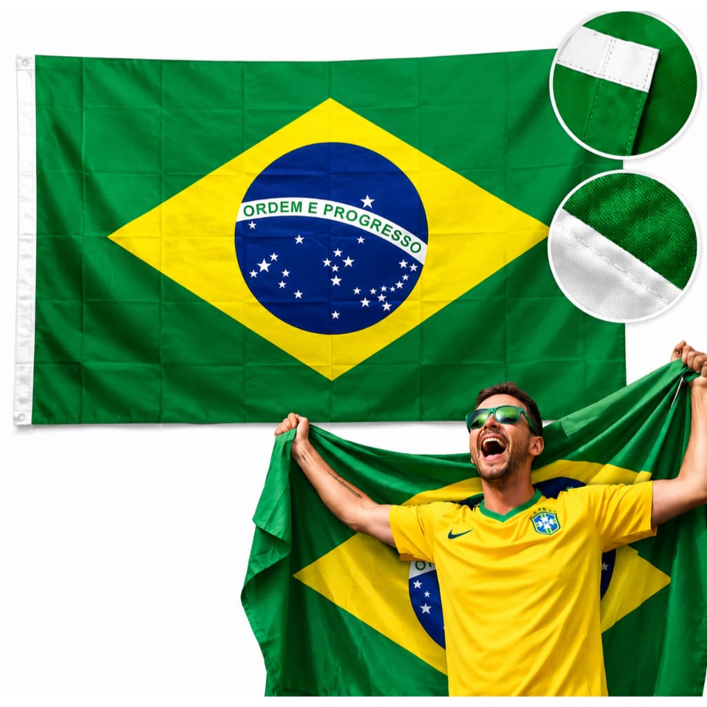 Bandeira Bandeirão do Brasil 1,50x0,90cm Poliéster Para Mastro Parede Torcida Eventos Copa do Mundo