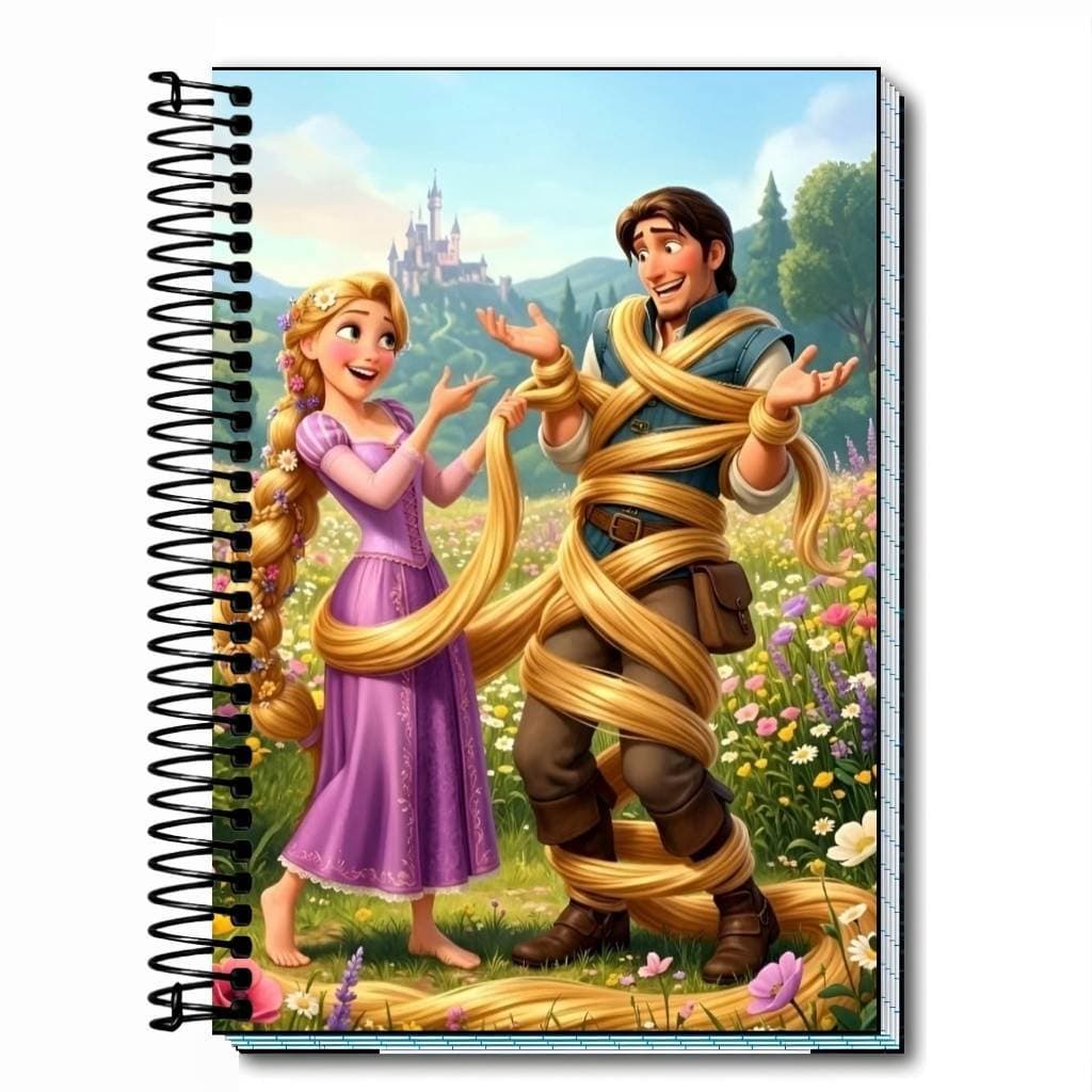 Caderno Escolar Universitário rapunzel enrolados Capa Dura Personalizado 01 a 20 Matérias