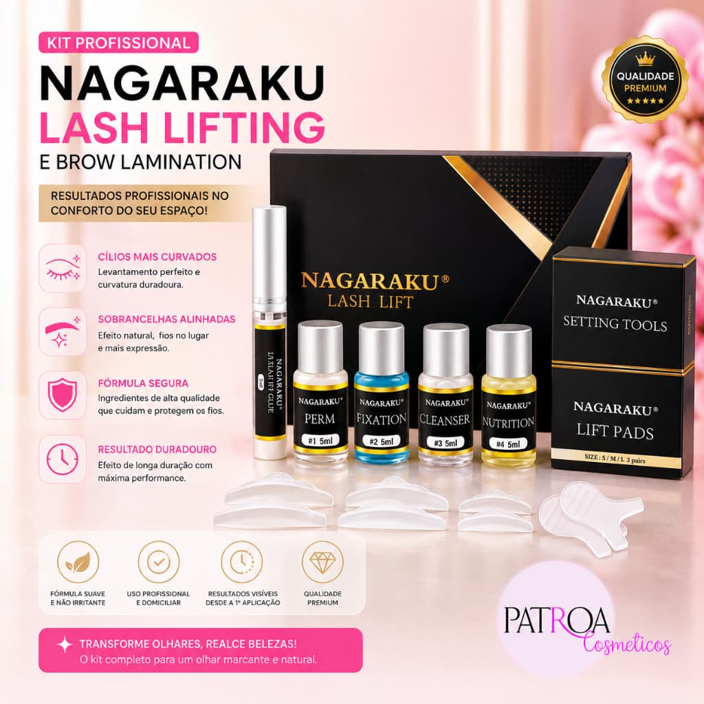 Kit Nagaraku Brow Lamination Lash Lifting Permanente Cílios