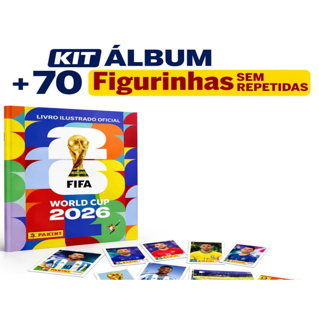 Álbum Oficial Copa Do Mundo 2026 Brochura + Figurinhas FIFA Original Futebol Colecionáveis Sem Repetir - Capa Mole
