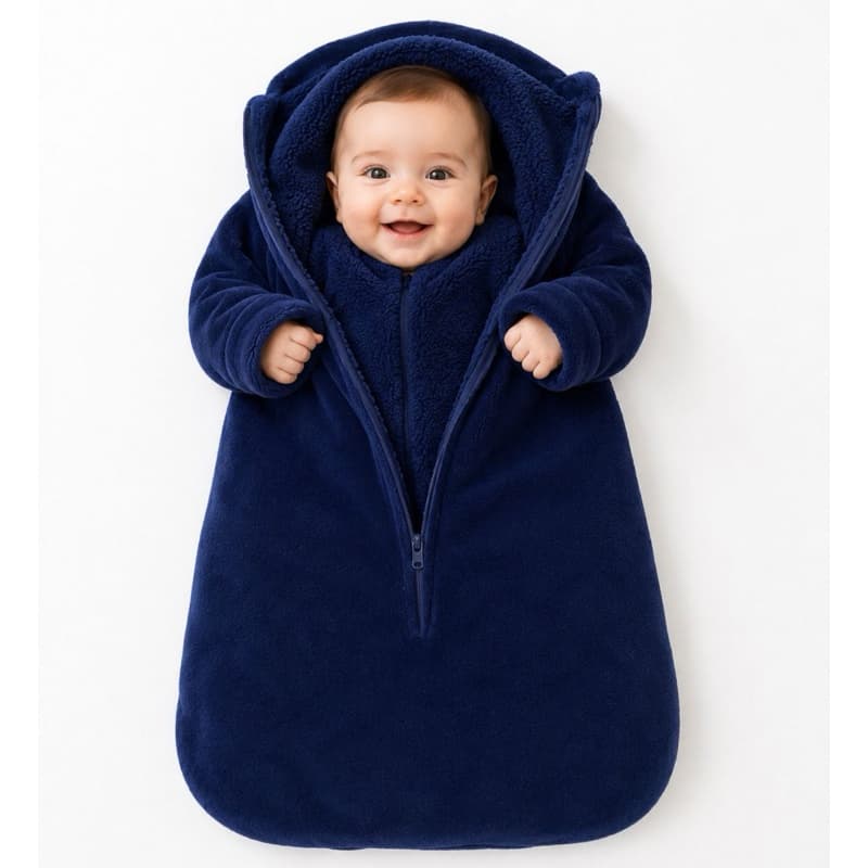 Saco de Dormir Bebê Inverno Soft 100% Poliéster Quentinho com Zíper e Capuz – Menino