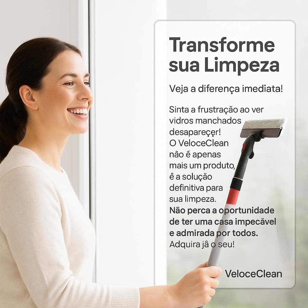 Limpa Vidros 2 em 1 Rodo Esfregão Ajustável Eficiente