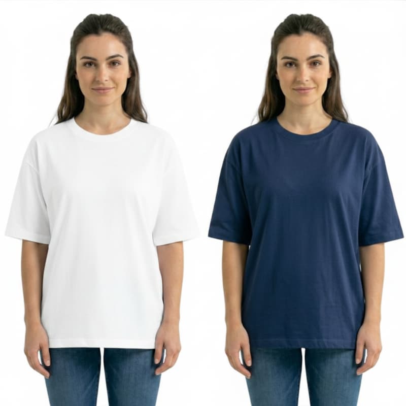 Kit 2 Camisetas Oversized Femininas Streetwear Casual Algodão Premium Confortável Dia a Dia Trabalho Passeio