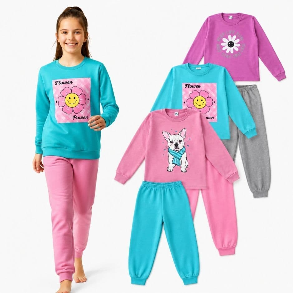 Conjunto Moletom Feminino Moletom Inverno Infantil Roupa Menina Inverno Tamanho 1 ao 14 Anos