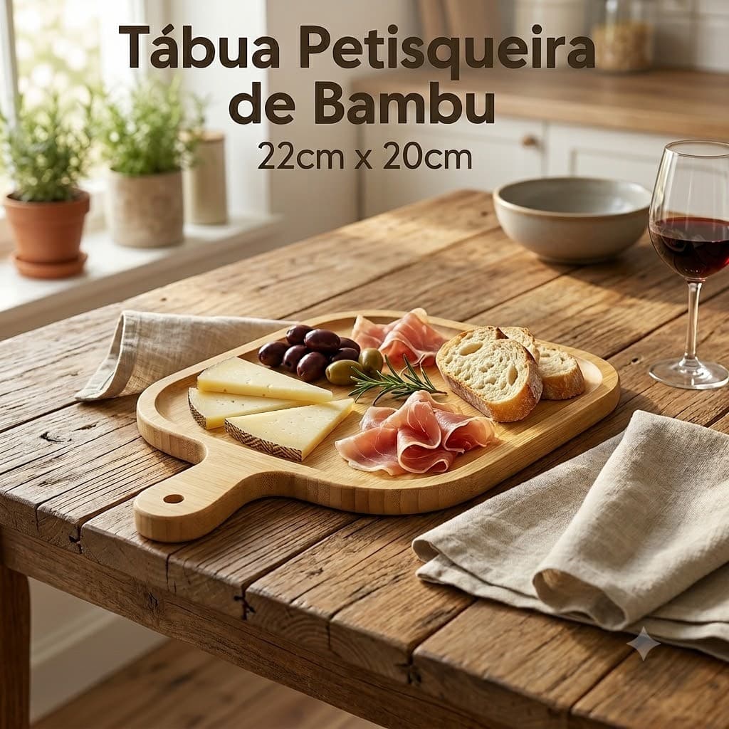 Tabua Petisqueira Bambu Para Aperitivos Churrasco Multiuso