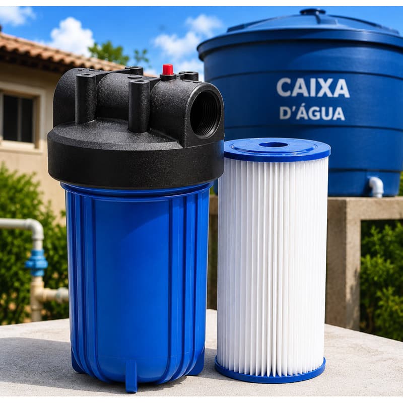 Filtro Caixa D’Água Big Blue 10x4,5 Alta Vazão 3000L/h Refil Lavável 25 Micra Poço Artesiano