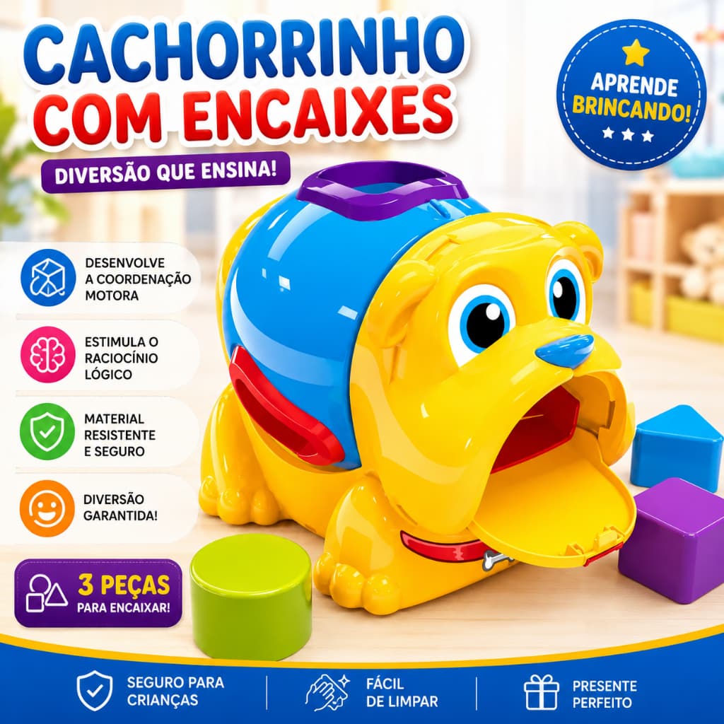 Cachorro Brinquedo Encaixar Formas Infantil Educativo Bulldog Brinquedo Bebê