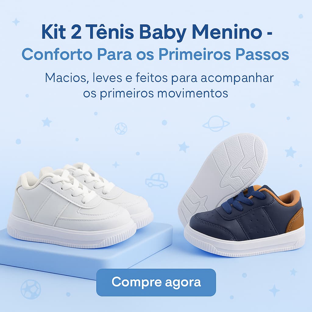 Kit 2 Pares Tênis Infantil Menino Escolar Casual Leve Confortável e Resistente