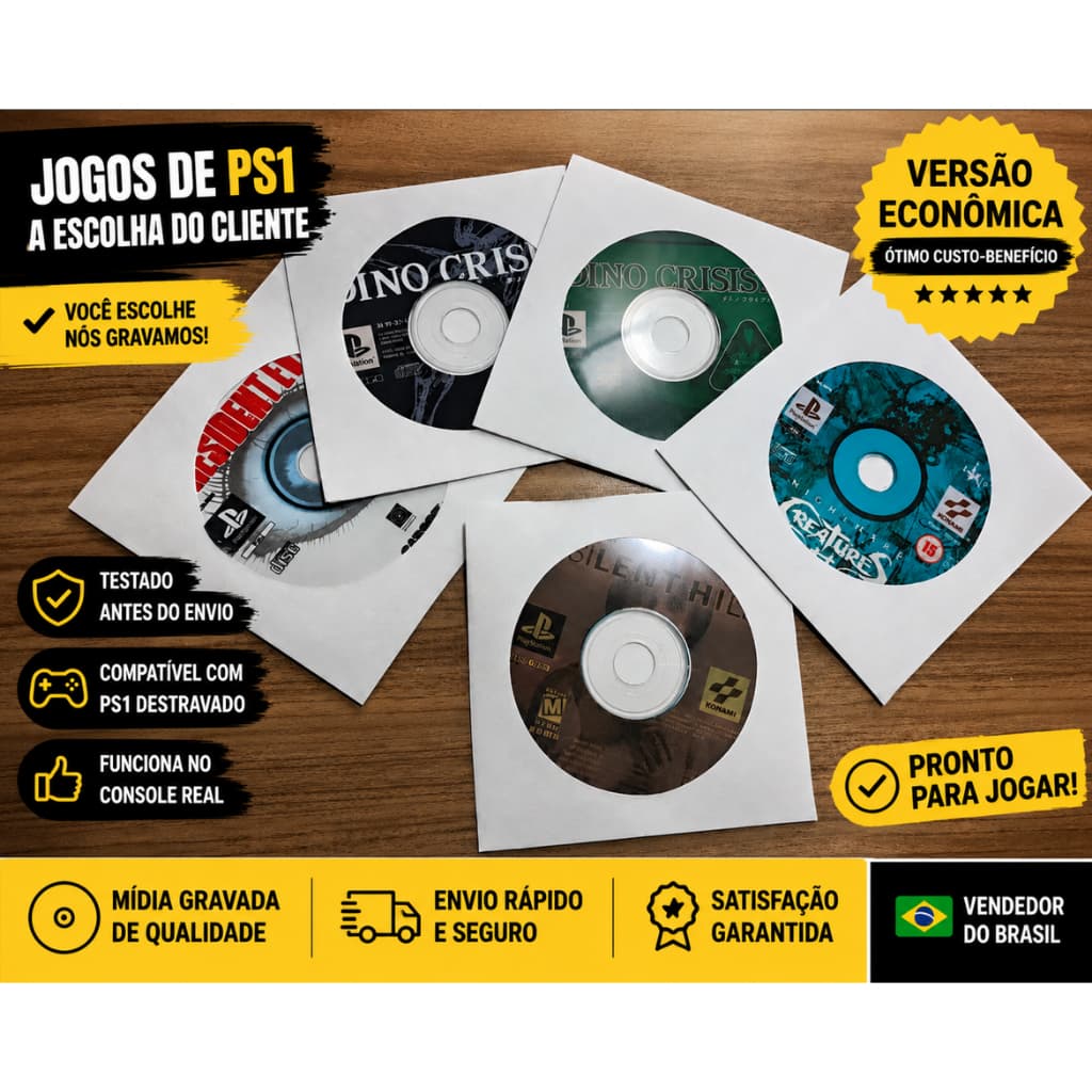 Kit Com 5 Jogos De Ps1 Escolha Seus Títulos | Mídia Física