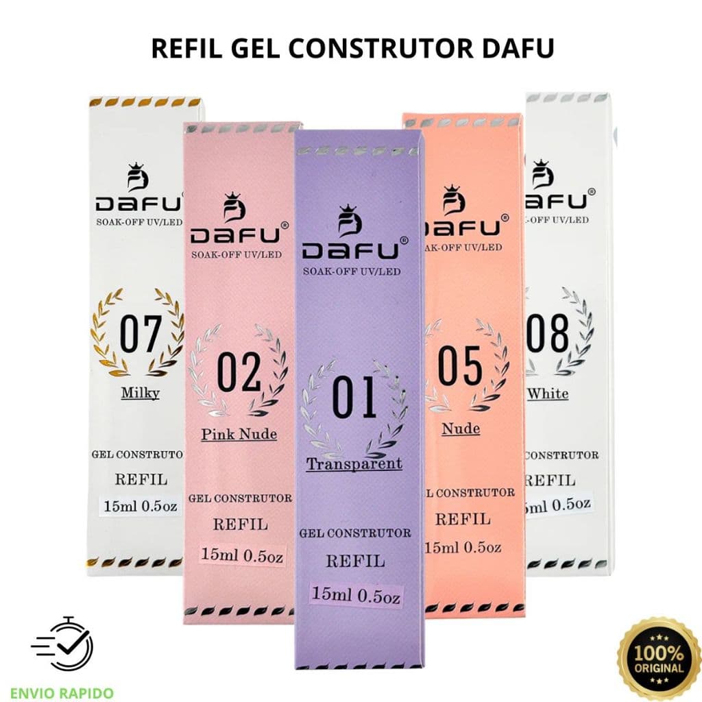 Refil Gel Construtor Dafu 15ml Diversas Cores Alongamento De Unhas