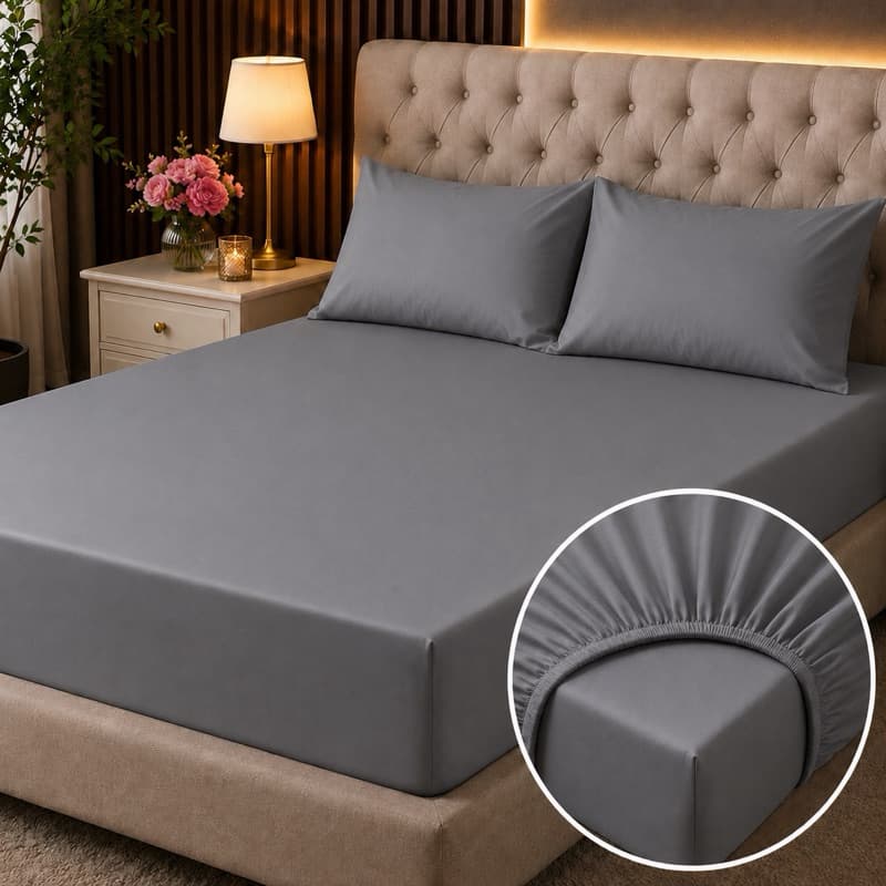 kit Lençol malha cama casal/queen 100% algodão com fronhas  - 3 peças