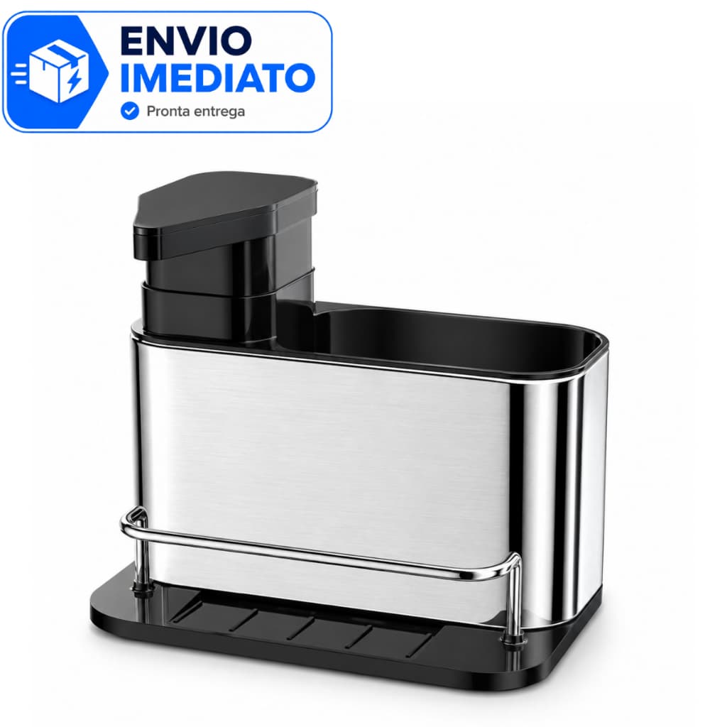 Porta Detergente Aço Inox Organizador De Pia Com Porta Esponja Para Cozinha