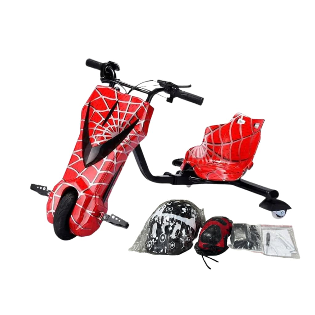 Triciclo Elétrico Drift Infantil Homem Aranha 6' Polegadas LED 250W 3 Velocidade Bluetooth