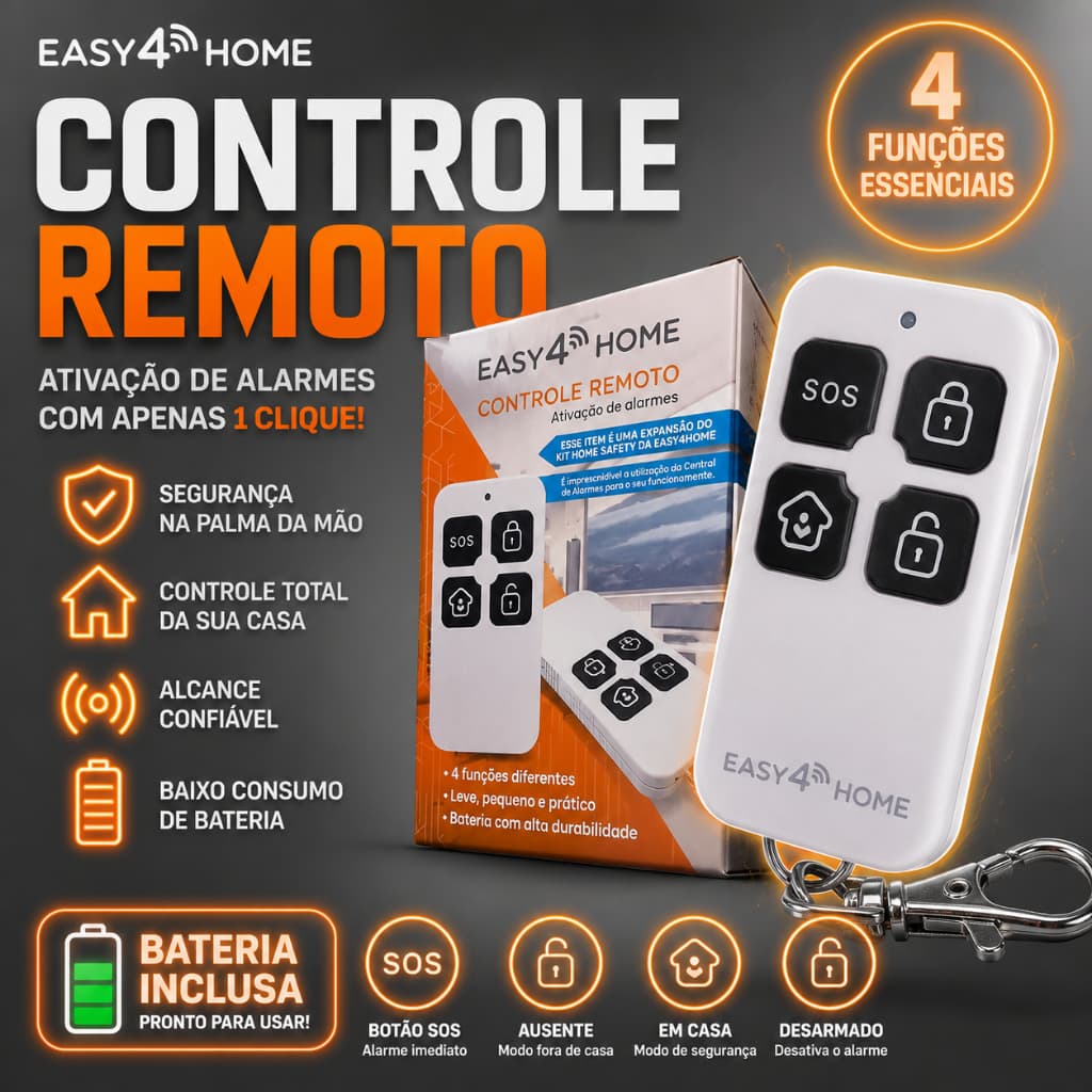 Controle Remoto Zigbee 3.0 + Wi-Fi - Ativação De Alarmes Tuya Smart - Automação de Casa - 4 Funções + Bateria 12 Meses