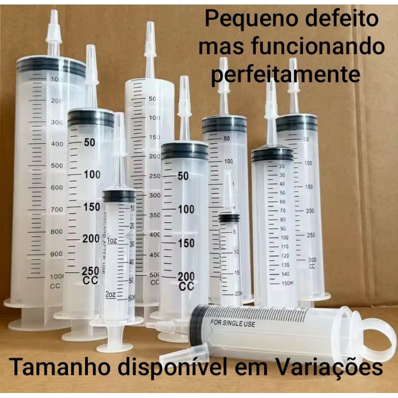 Seringas de grande capacidade (Com Defeito de quebra, mas funciona perfeitamente)