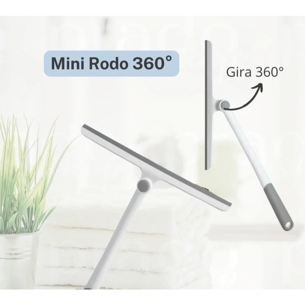 Rodo Limpa Vidros 34cm Giratório 360° | Limpador de Janelas e Box | Rodo Multiuso Rotativa | Ideal para Vidros