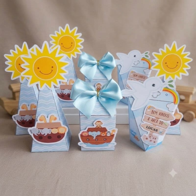 Kit Festa PEGUE E MONTE A ARCA DE NOÉ| Caixinhas Personalizadas | Lembrancinha Infantil + Decoração