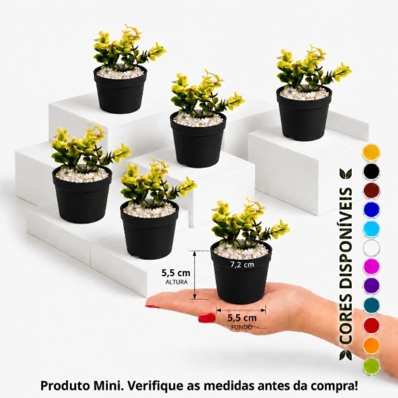 Kit 6 Vasinhos Com Plantas Artificiais  Lembrancinha Decoração Mesa De Festa  Aniversário Casamento