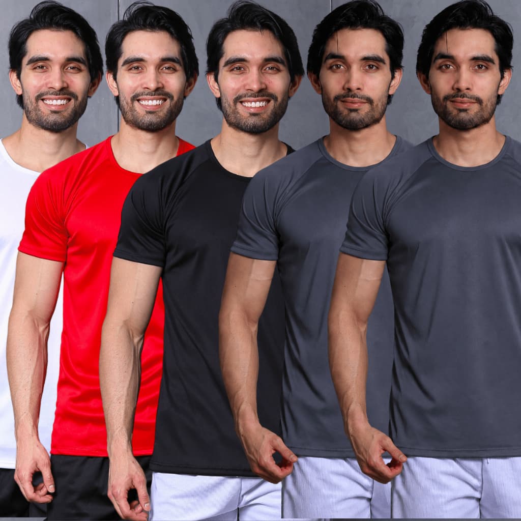 Kit 5 Camisas 100% Poliéster Dry Fit Treino Masculina Básica Lisa Conforto Fino Leve Premium