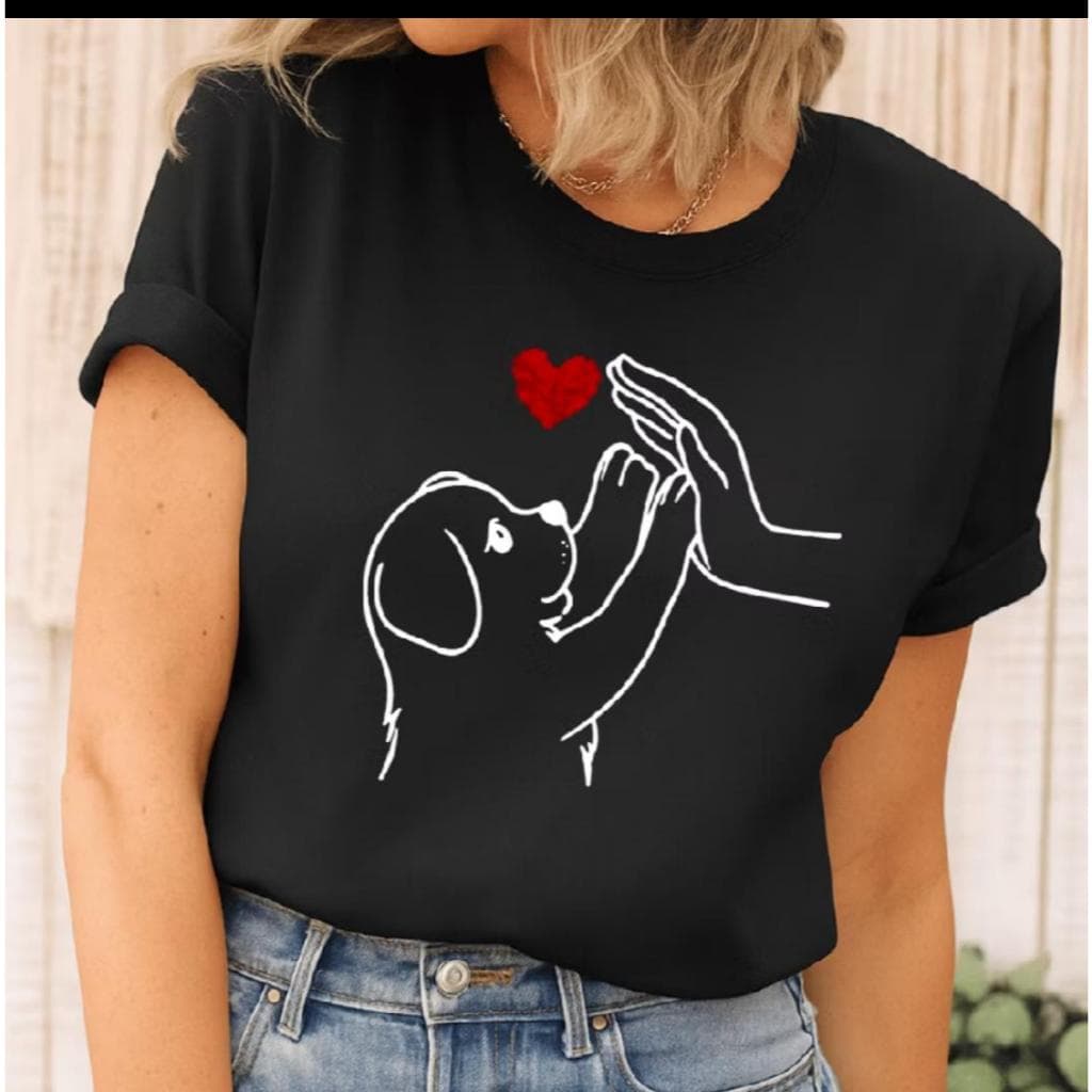 Camiseta Feminina Estampado com Love Dog 100% algodão