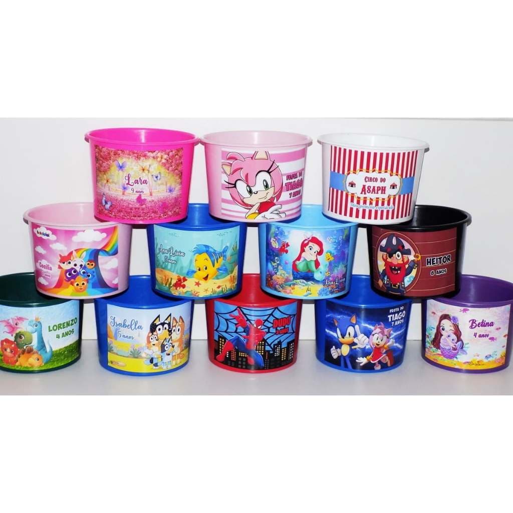 30 Baldes de Pipoca personalizados em qualquer tema