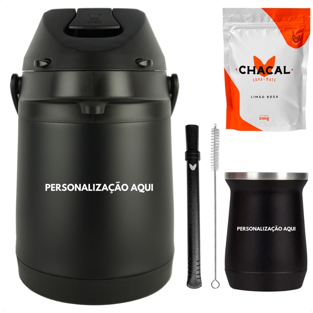 Kit Terere Garrafa 2,5L Cuia Termica Inox Bomba Erva Personalizado