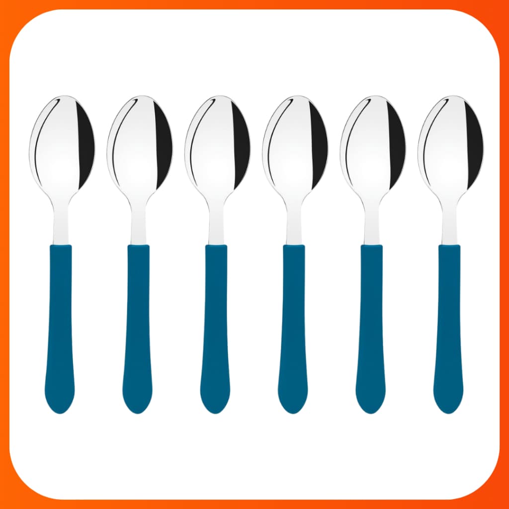 Colher Tramontina Inox Cabo Azul Claro Leme - Conjunto