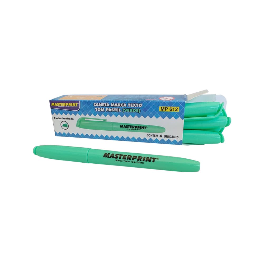 Caneta Marca Texto Verde Tom Pastel Caixa com 06 Unidades - MP612 Masterprint