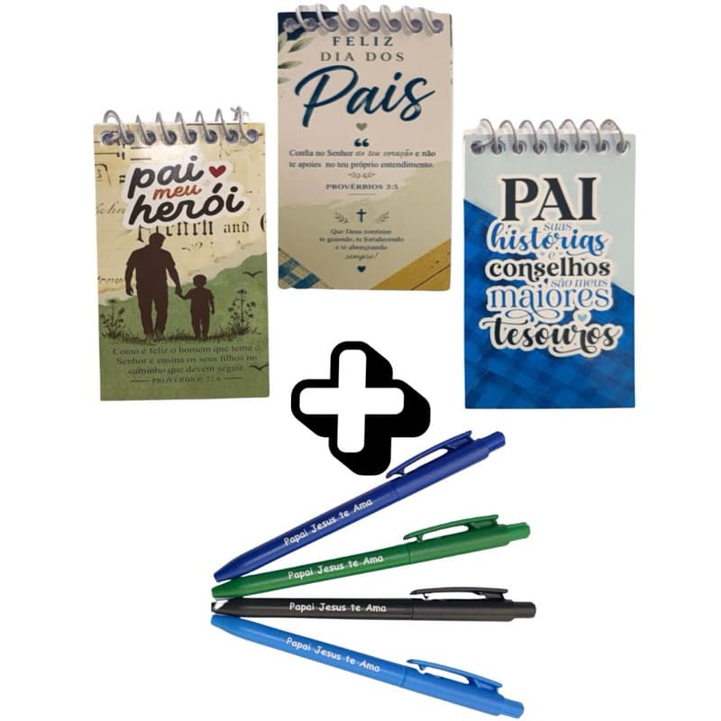 Kit caderneta peq.+caneta Dia dos pais-20 unidades