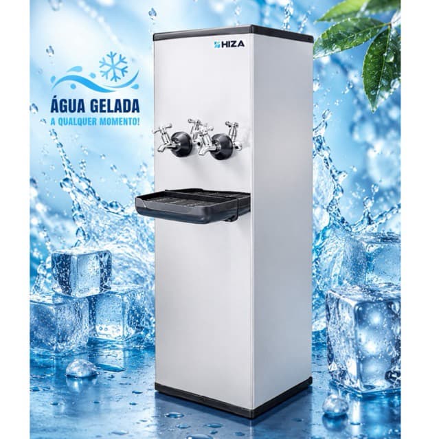 Bebedouro Industrial De Água 25 Litros 2 Torneiras Geladas Purificador Total Inox De Coluna + Filtro