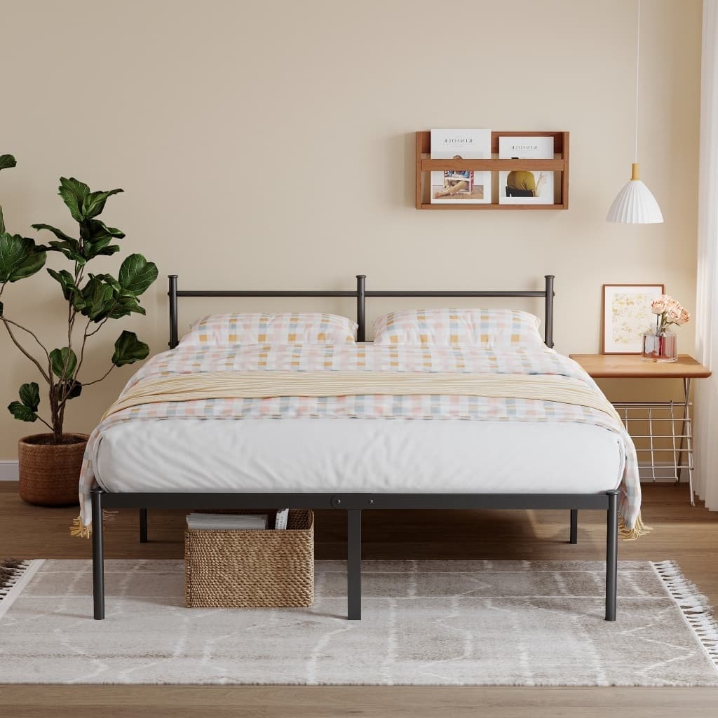 Estrado De Metal Para Cama de Solteiro/Cama De Casal,Fácil De Instalar e Dobrável Com Suportes De Ripas De Aço