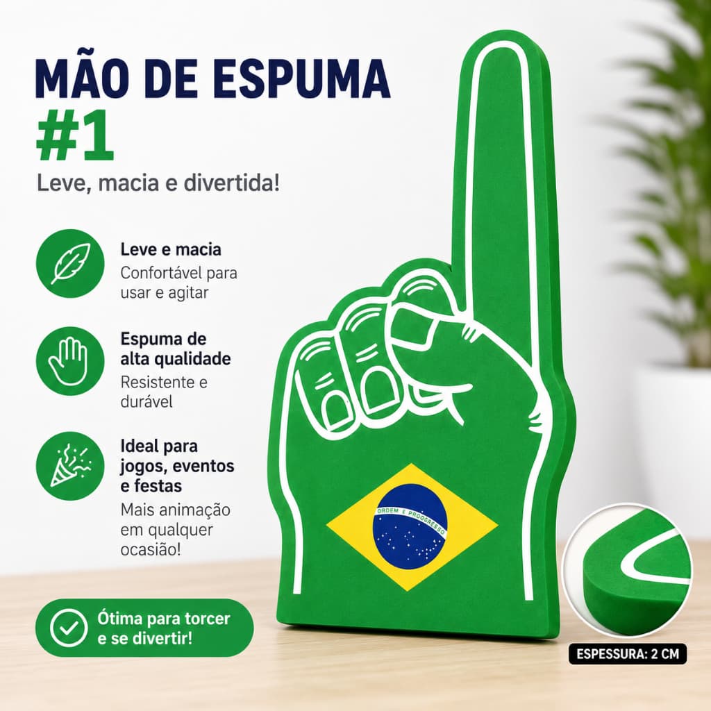 Dedo Gigante Espuma Brasil Torcida Futebol Seleção