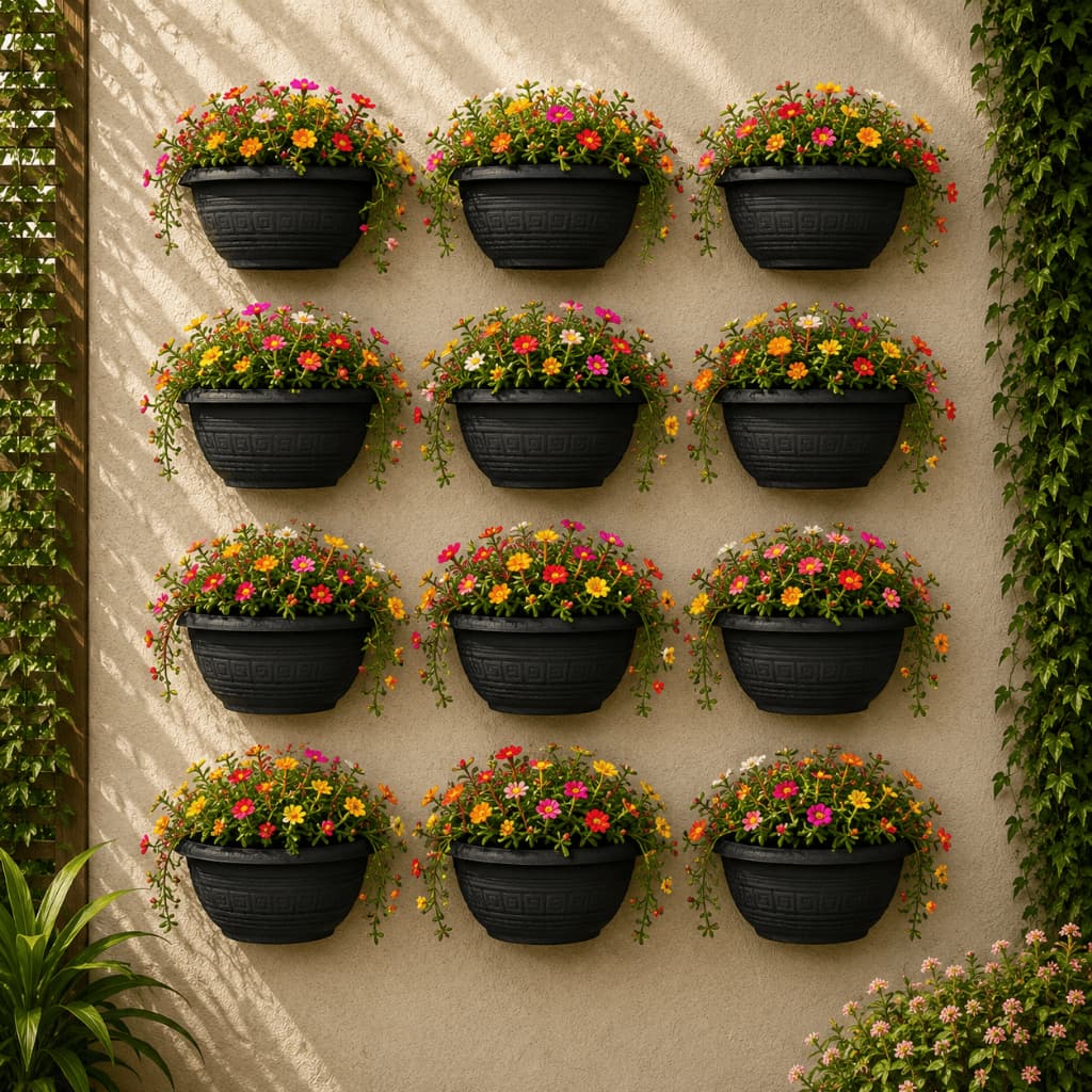 Kit 12 Vasos de Parede Meia Lua 1,7 Litros Flores Plantas Decoração