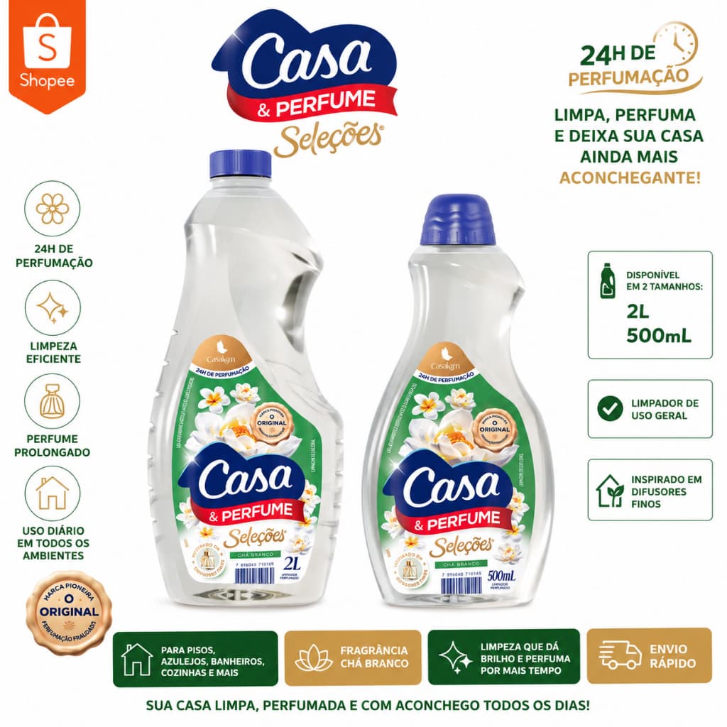 Limpador Casa & Perfume Seleções Chá Branco Perfumado 500ml - 2 Litros